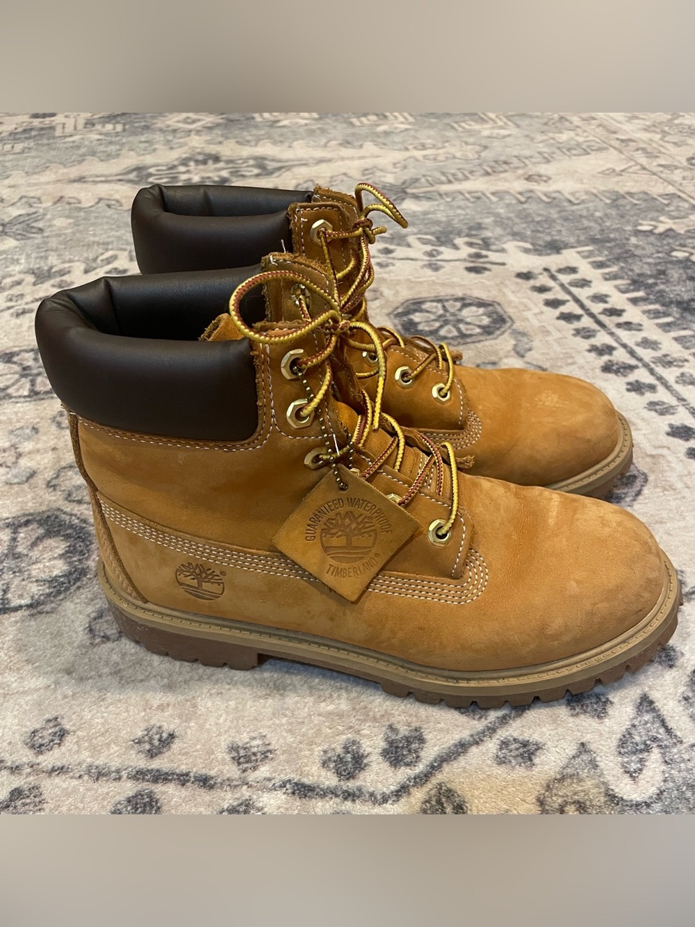 Timberland Women’s Tan Nubuck Work Boots with Black Collar